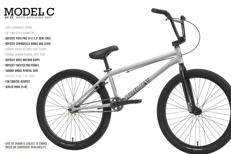 BICICLETA BMX R24 SUNDAY MODEL C 22" GRIS MATE